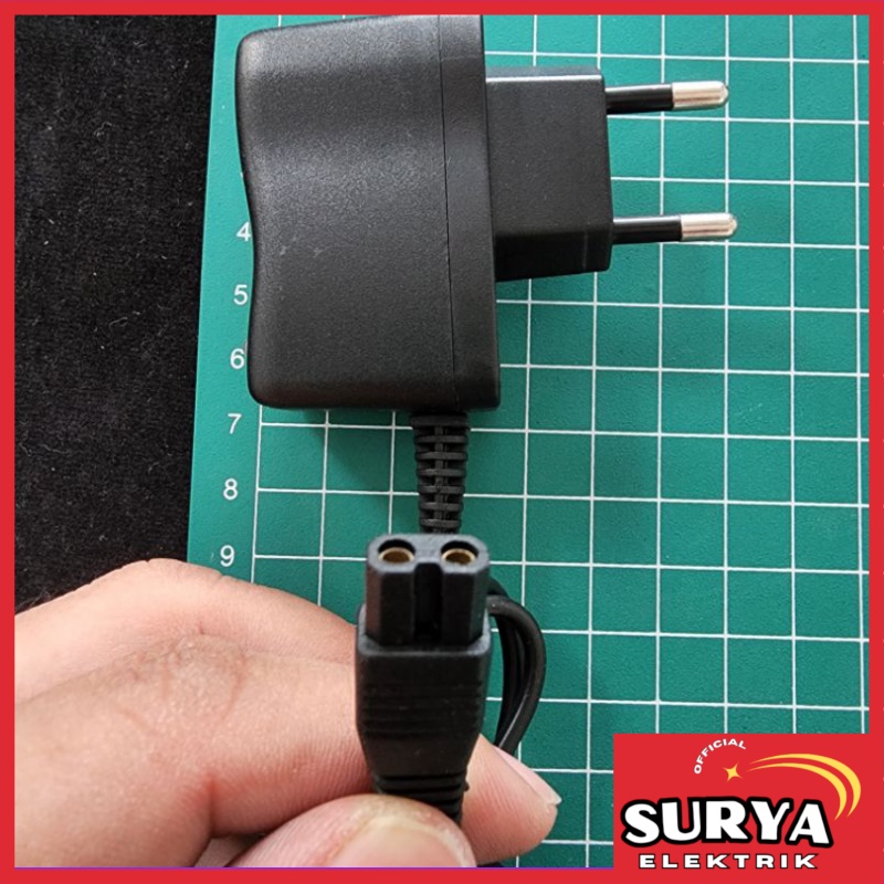 Adapter Charger Senter Kepala 2 Lubang Cas Kipas Lampu Emergency 2 Lubang Kecil