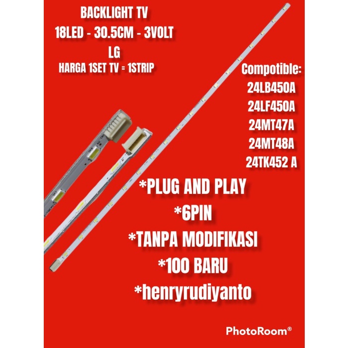 LED BACKLIGHT TV LG 24LB450A 24LB452A 24MT48AF 24MT44A 24LF50A 24LB450