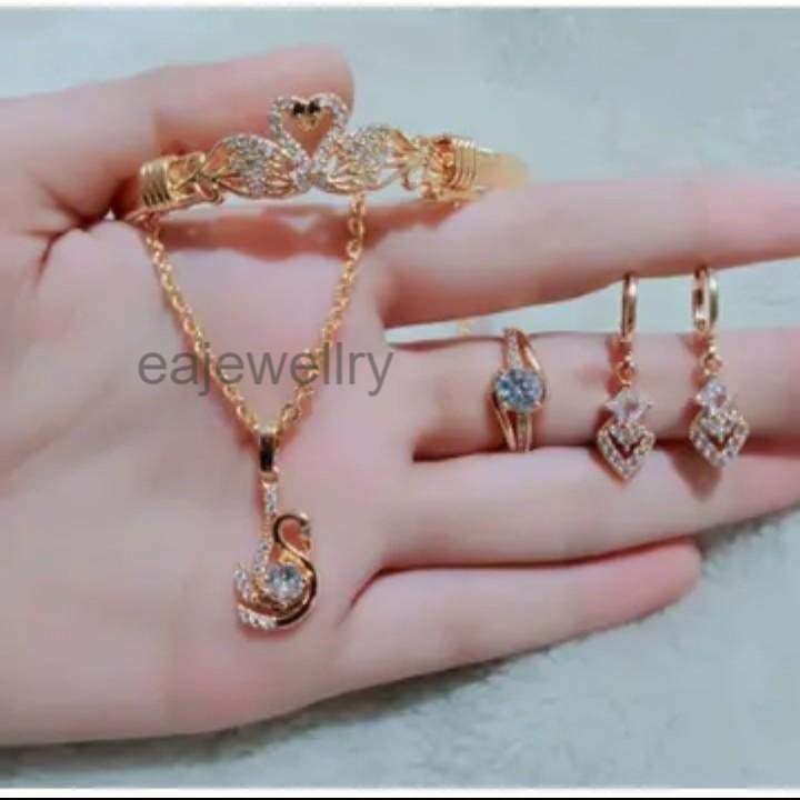 Set perhiasan emas angsa dewasa asli 24 karat anti luntur