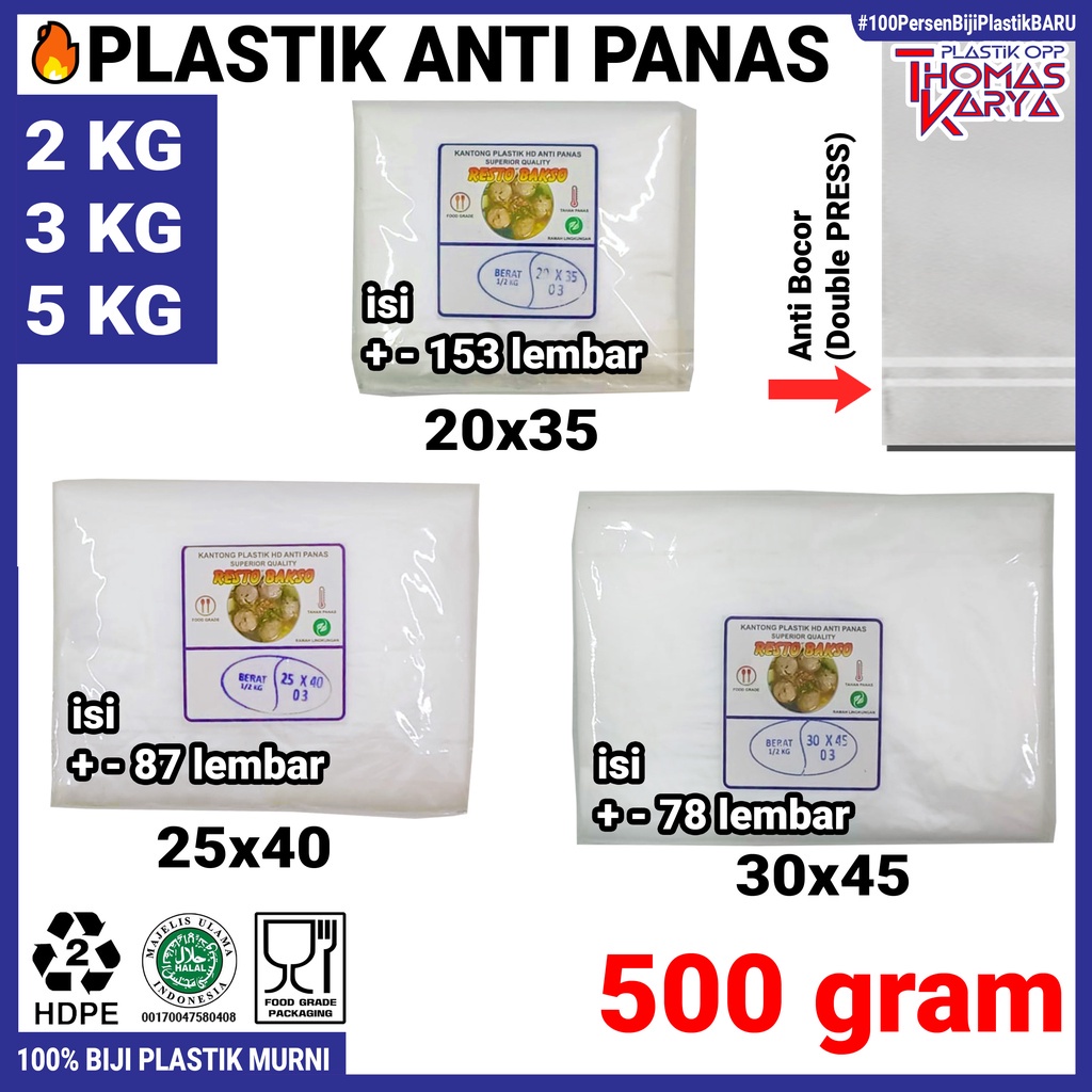 Kantong Plastik Anti Panas Kuah Bakso Mie Ayam Bakmi HDPE