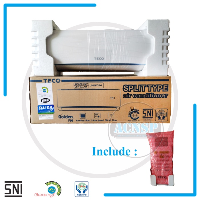 AC 1/2 pk / AC 0.5 pk Merk Teco 1 set indoor dan outdoor