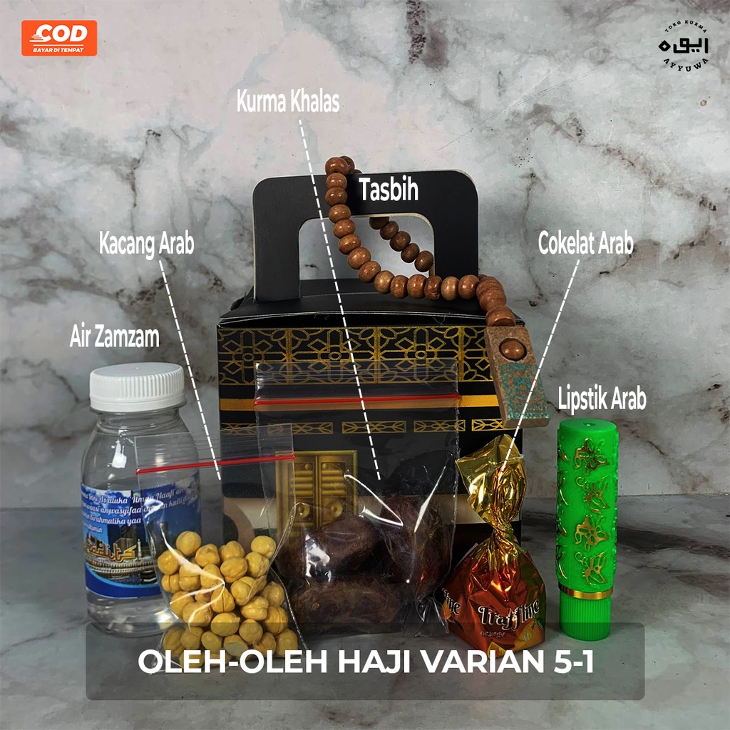 

PAKET OLEH OLEH HAJI SEKAT 5 ZAMZAM KHALAS COKLAT TASBIH KACANG ARAB PLUS LIPSTICK VARIAN 1