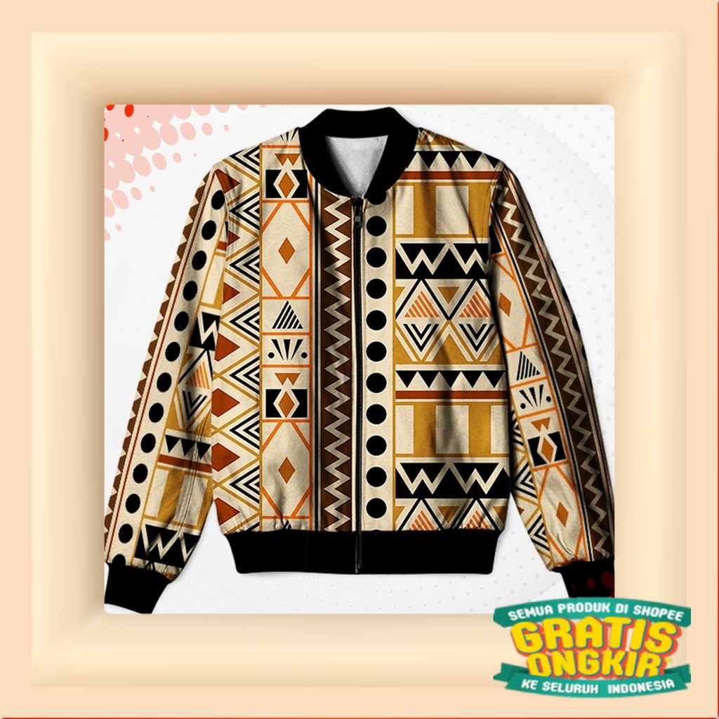 BOMBER BATIK || JAKET BOMBER MOTIF KOTAK PRIA WANITA FULLPRINT/ Black tosca 2 3 warna