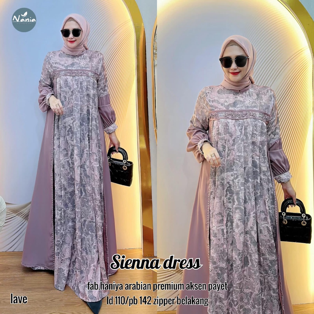Dress jumbo Sienna/dress wanita Busui/Dress pesta kondangan/baju wanita murah/Gamis jumbo LD 110/dre