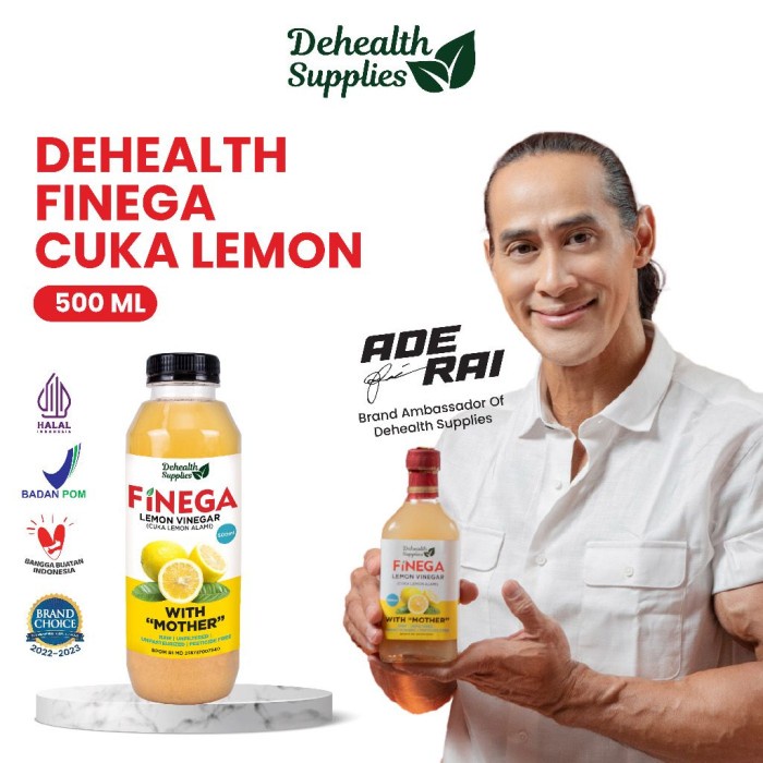 

[Big Sale] Dehealth supplies finega apple cider vinegar cuka apel vinega organik - Lemon, 250ml kaca