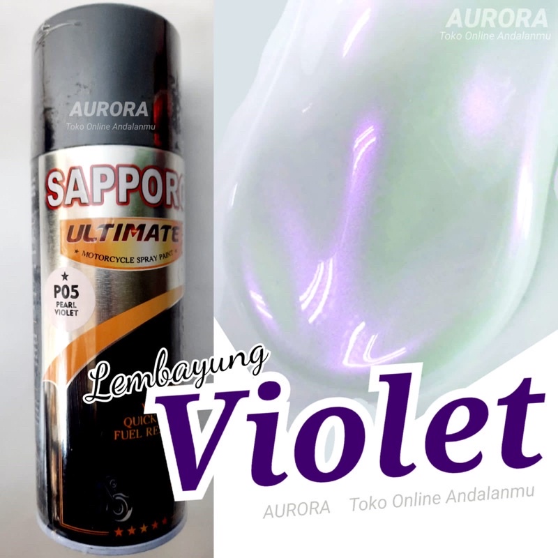 Pilox Sapporo Ultimate Pearl Violet P05 Lembayung Ungu 400ml Cat Pilok Pylox Mengkilap Mutiara Putih