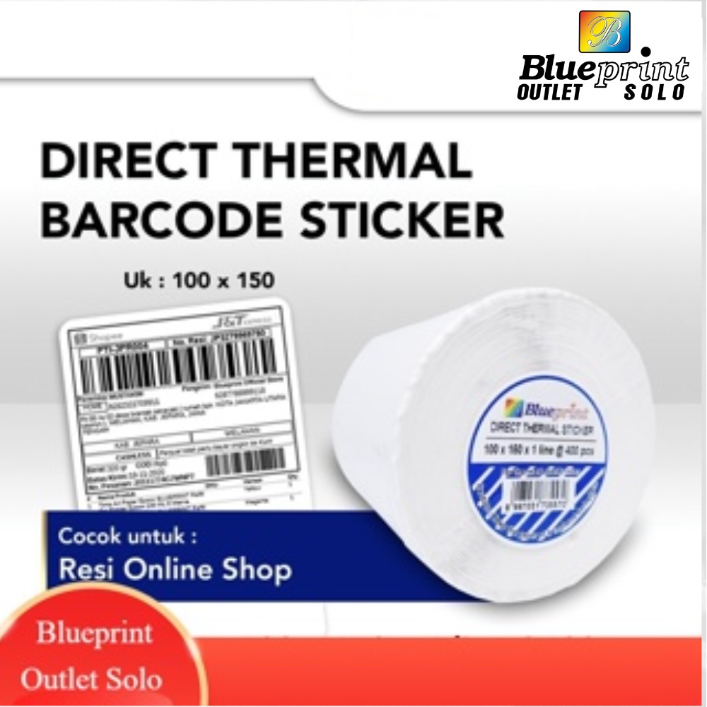 

SW MALL Direct Thermal Sticker Label 100 x 150mm isi 400 Blueprint Stiker Label Online Shop Barcode