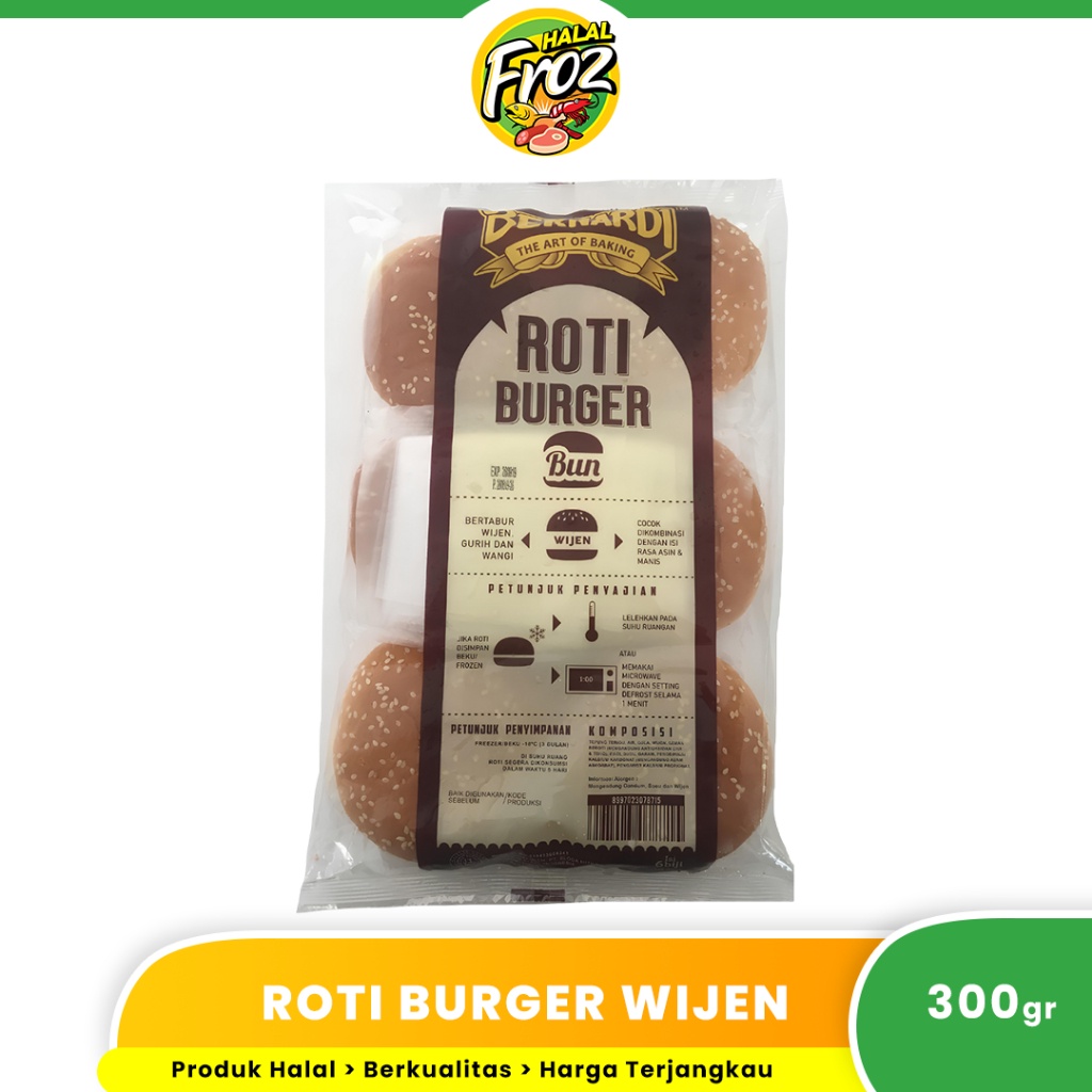 

Roti Burger Wijen Bernardi Isi 6 Pcs Kemasan 300gr HFPRS