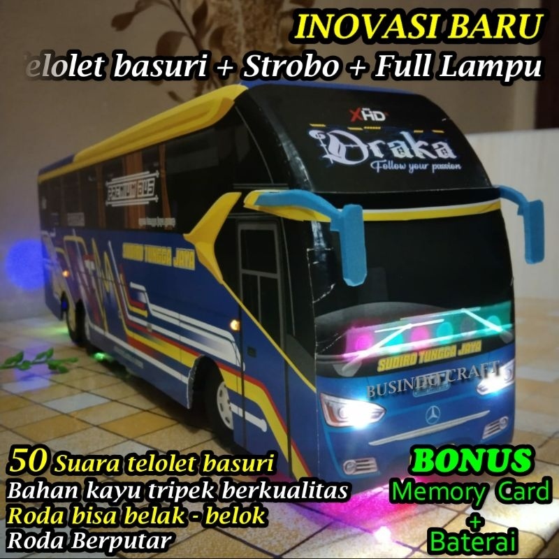 Miniatur bus telolet remot  STJ DRAKA Sudiro tungga jaya