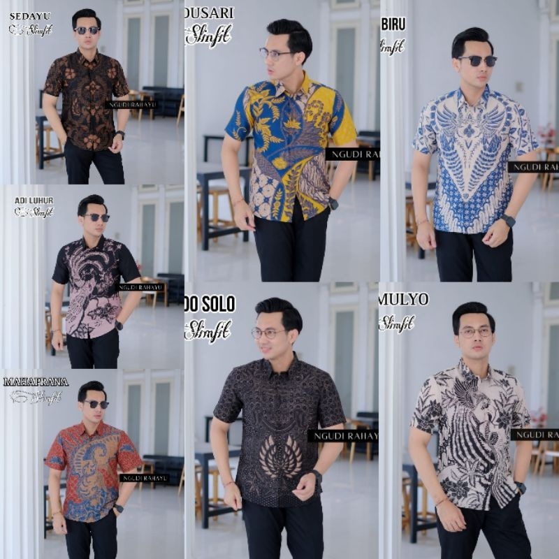 Batik Pria Lengan PENDEK SLIM Fit Keris Modern Premium Baju Atasan Batik Cowok Original BATIK PRIA S