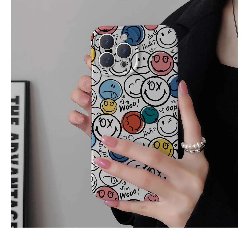 Full Screen Smiley Phone Case for Iphone 11 14 13 12  Pro Max XR X XS Max 6 6s 7 8 Plus Camera Prote
