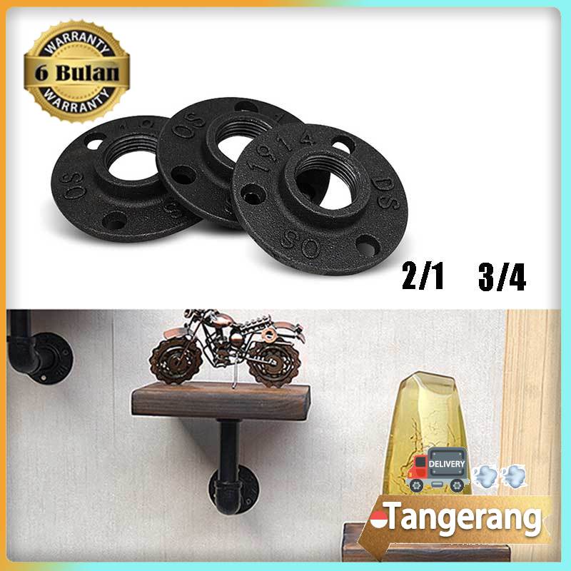 Floor Flange Flange Drat Besi Fitting Pipa Threaded Dinding Lantai Antik 1/2inch 3/4inch