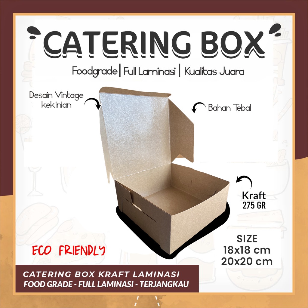 

(PER 1 PCS) Box Dus Catering Craft 18x18 Laminasi Dalam Dus Roti Nasi Catering Murah