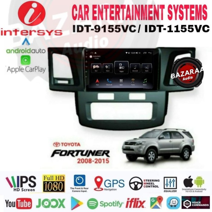 Head Unit Android INTERSYS 9 Inch FORTUNER 2008 - 2015 + Socket PNP