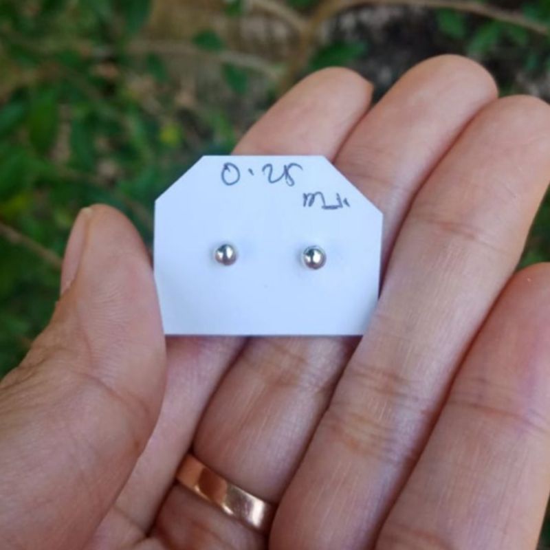 Kado Hadiah Anting Tindik Emas Putih Muda Asli Permata /Anting Anting /Anting Lingkaran