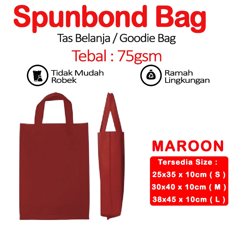

Spunbond BAG Goodie Bag Tas Belanja Model Tali Handle Kantong Kain - MAROON