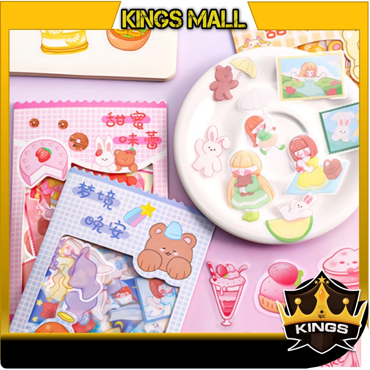 

KINGS - 6056 Stiker Mini Motif Karakter / Soft Cute Sticker Pack / Sticker Diary Scrapbook DIY / Stiker Lucu Set Isi 45 PCS