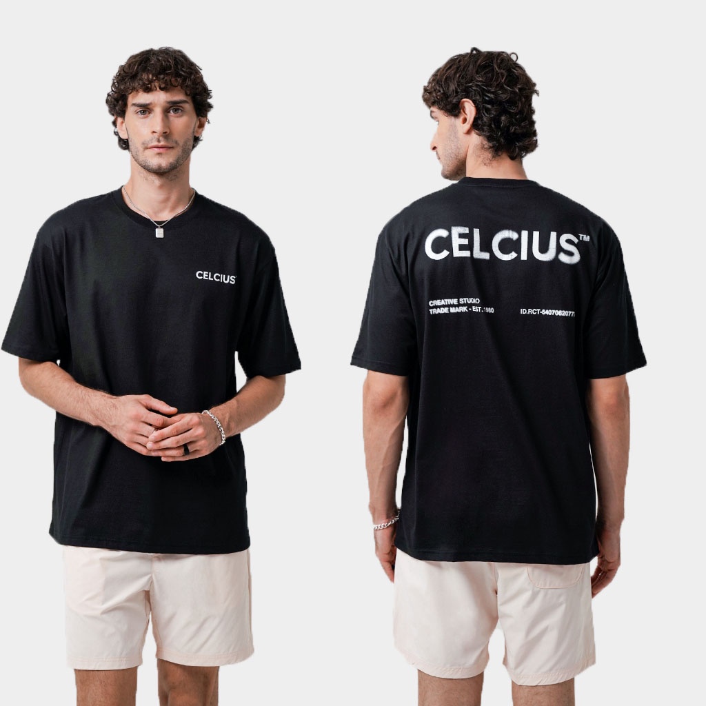 [HOT] CELCIUS Kaos Lengan Pendek Oversize LIN000900C Hitam T-shirt pria