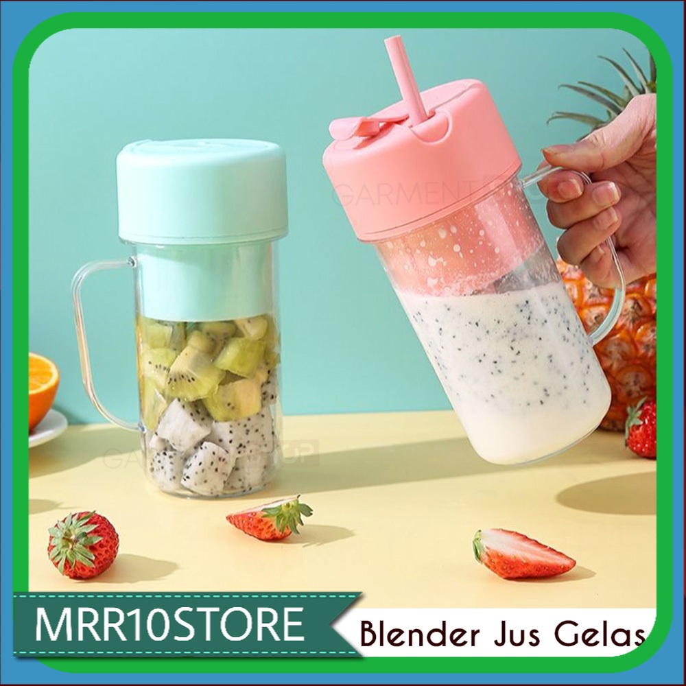 Blender Portable Gelas Belender Mini Mixer Jus Elektrik Baterai Travelling Rechargeable FREE Sedotan