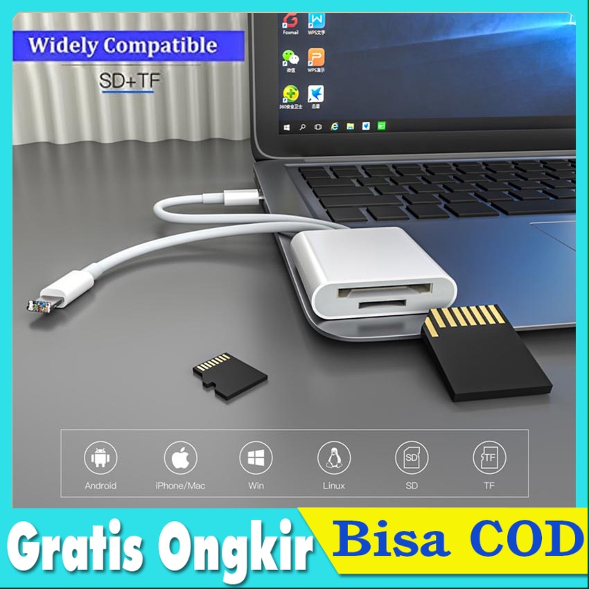 Card Reader 2 in 1 Type-C iPhone Micro SD/TF Flash Drive Card Reader Data Reader Cable Card Reader A