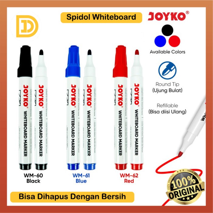 

Spidol Whiteboard Joyko Warna Sepidol Papan Tulis White Board Marker Bisa Dihapus