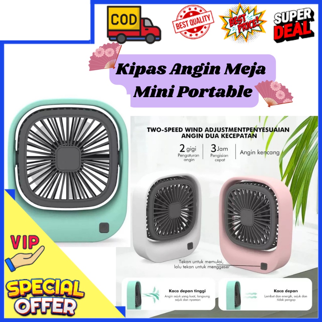 Kipas Angin Meja Mini Portable Kipas Angin Kecil Duduk Cas Murah dan Lucu