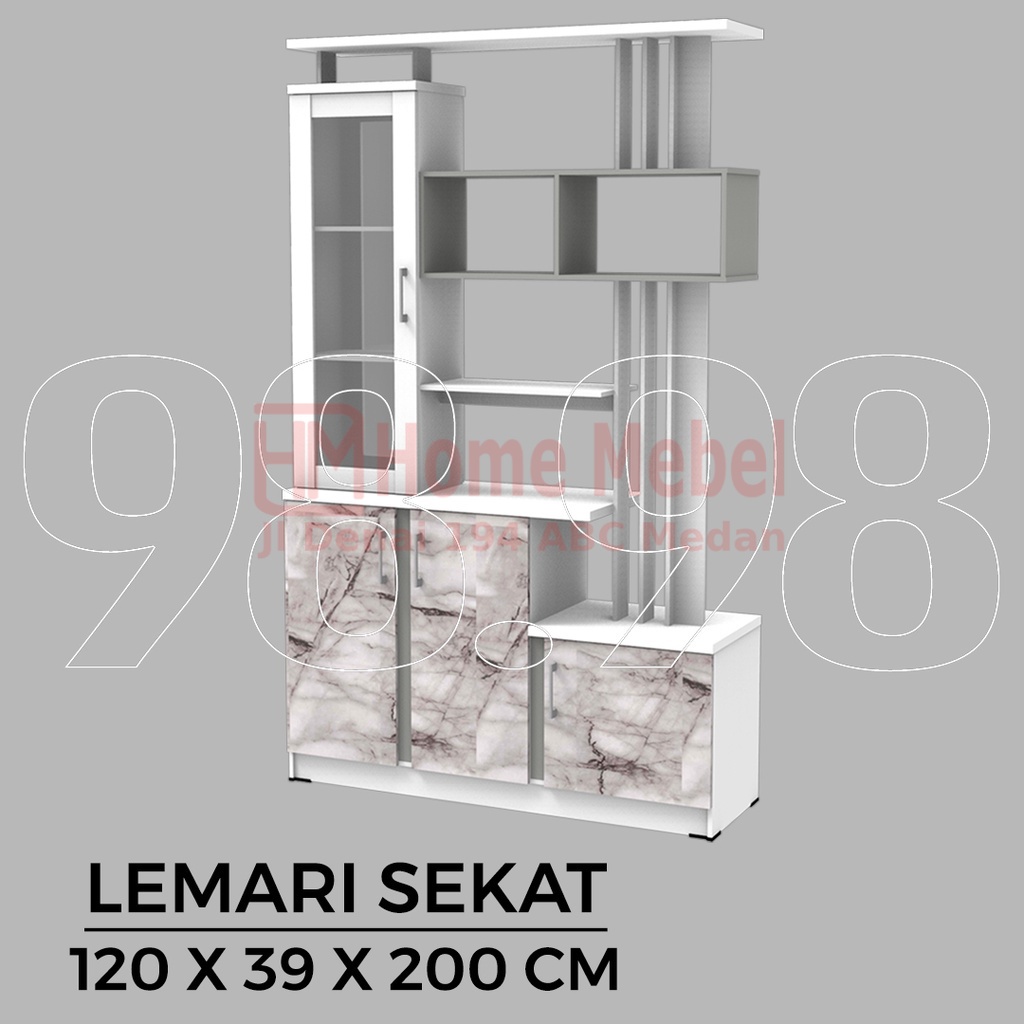 PROMO TERMURAH TOPPAN Pembatas Ruangan Motif Marbel - Lemari Sekat Ruangan Danira 120cm - Lemari Hia