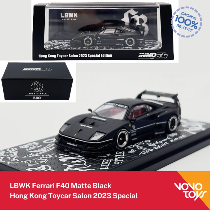Inno 1/64 LBWK Ferrari F40 Matte Black Hong Kong Toycar Salon Inno64