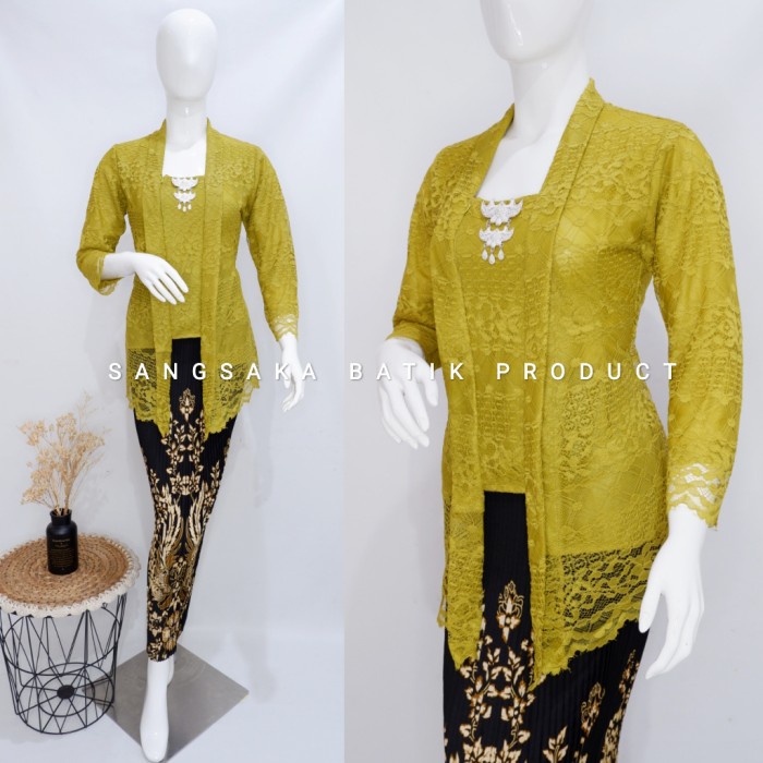 

Setelan Kebaya Kutu Baru Modern Lengan Panjang M-XXL - Rose gold, Atasan -XXL