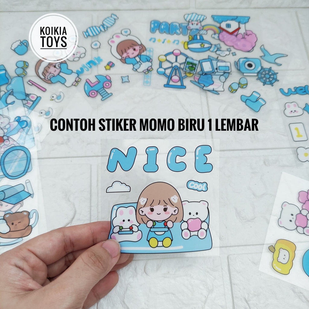 Stiker lucu aesthetic isi 10 lembar stiker MOMO waterproof