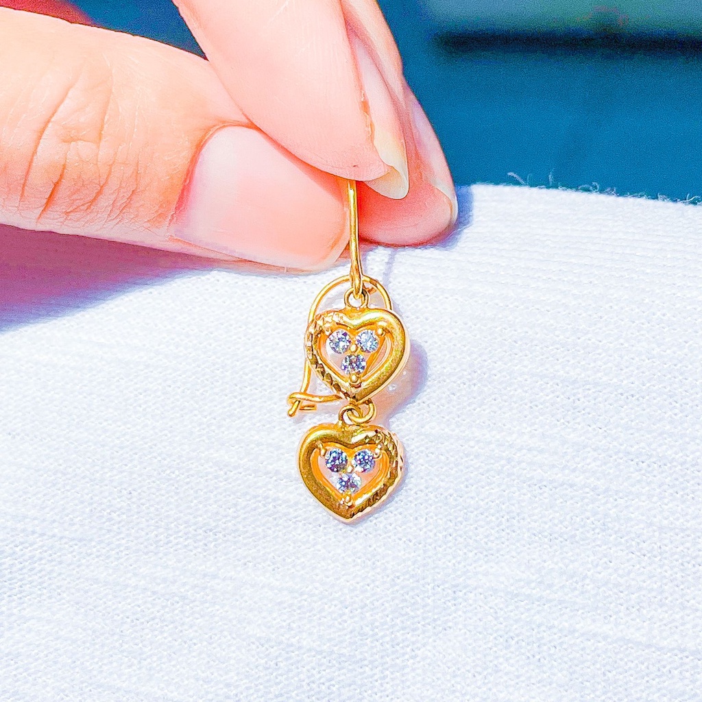 Anting anak dan dewasa emas asli kadar 700 70 16k love permata 3 desi gantung kerabu giwang heart ha
