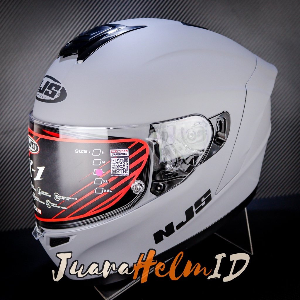 NJS HELM ZX-1 SOLID / STONE GREY DOFF / HELM FULLFACE /  NJS ZX1 FLAT VISOR