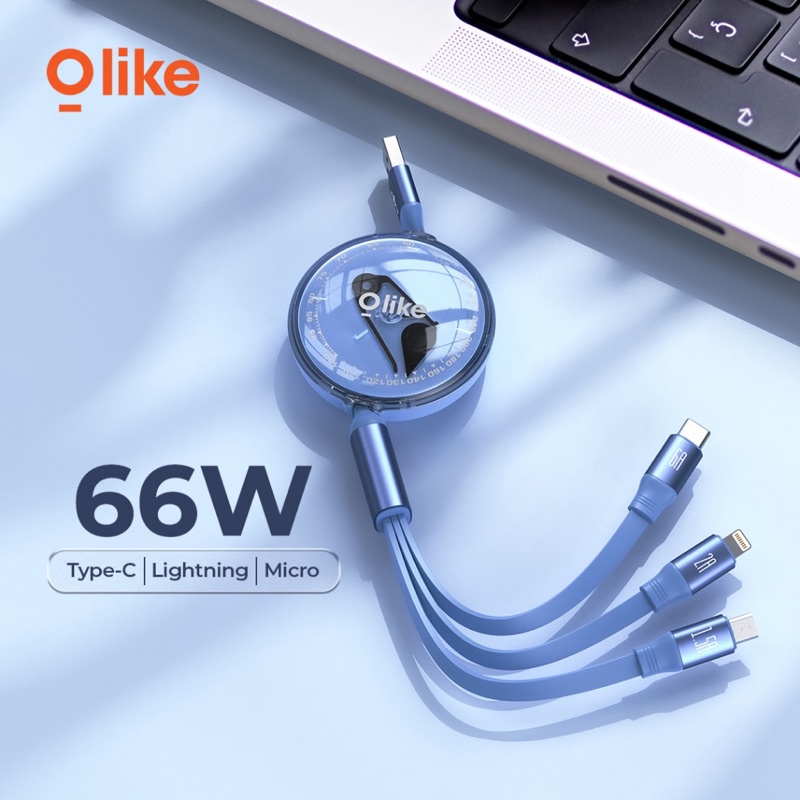 [HWARTZ] OLIKE D104 KABEL CHARGE DATA 3IN1 66W FAST CHARGING MICRO IPHONE TYPEC - GARANSI 1 TAHUN