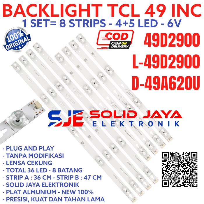 BACKLIGHT TV LED TCL 49 INC 49D2900 L49D2900 D 49A620 49A620U LAMPU BL -RZ15