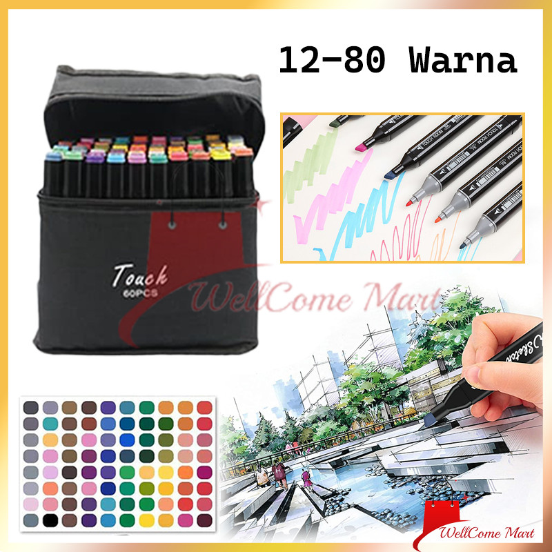 

General Marker Set / Animation Marker Set Sketsa / 12-80 Warna Dual Side Fine Art Brush Pen