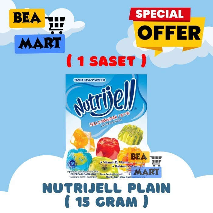 

Nutrijell Plain 15 gr | Agar Agar Tawar Tanpa Rasa Serbuk Jelly 15gr