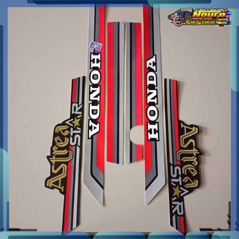 Stiker striping honda astrea star 1987 silver merah  standar bagus