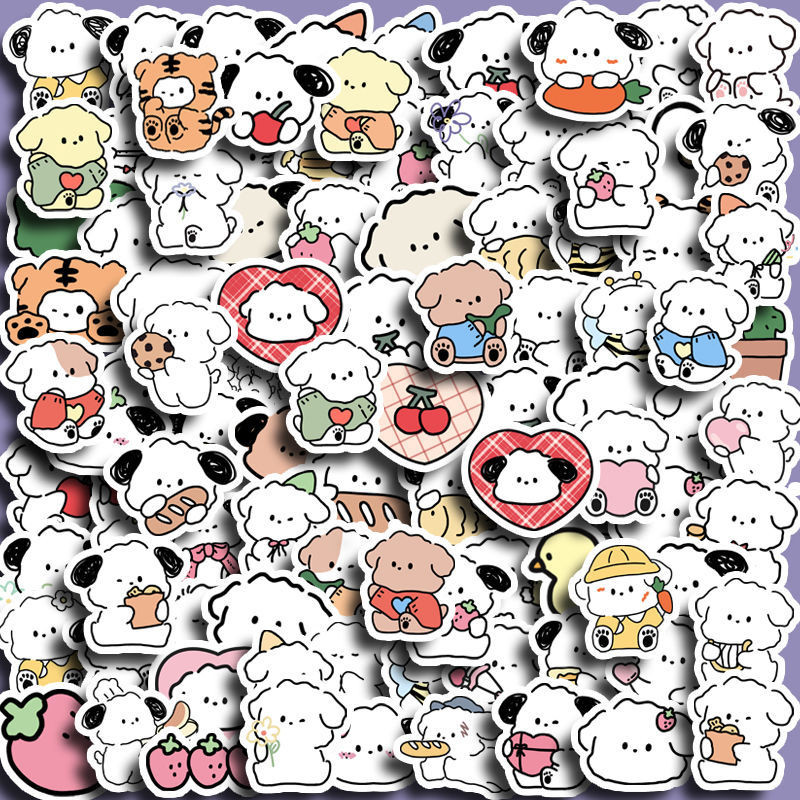 

100pcs Cute Little Dog Animals Stickers Children's Diy Computer Decoration Sticker Student Stationery