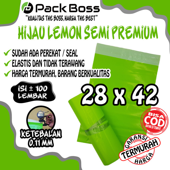 

28x42 HIJAU LEMON SEMI PREMIUM POLYMAILER PACKAGING ONLINE ADA PEREKAT