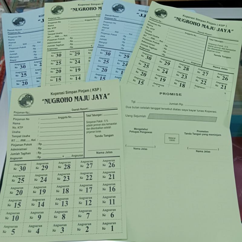 

Promise Koperasi angsuran Harian, Mingguan. Model sobek isi 100pcs Custom Nama dan Angsuran