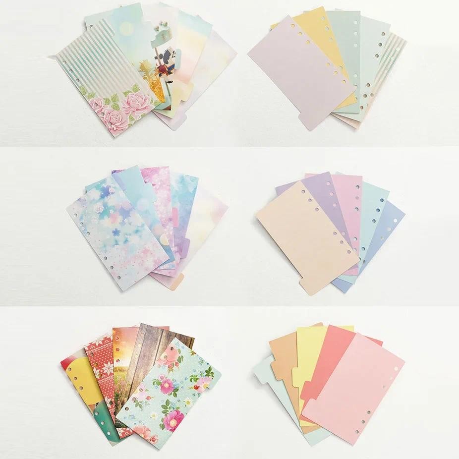 

A5 A6 Watercolor Separator Paper Index Page Classification Separator Page 6 Holes Notebook Loose-leaf Book Partition Accessories
