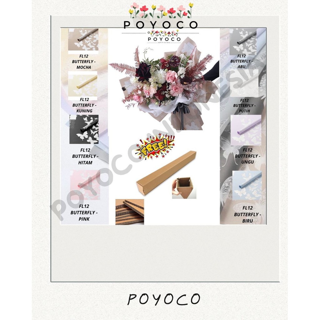 

POYOCO - (5 LEMBAR) - FL12 BUTTERFLY DANCE Kertas Bunga Paper Buket Motif Kupu-kupu Modern Florist Cellophane