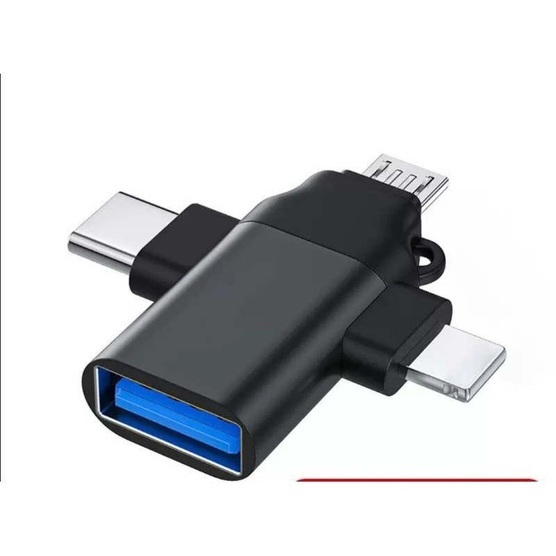 [LUCLELI] OTG 4IN1 METAL BODY, type C,micro,Lightning,USB