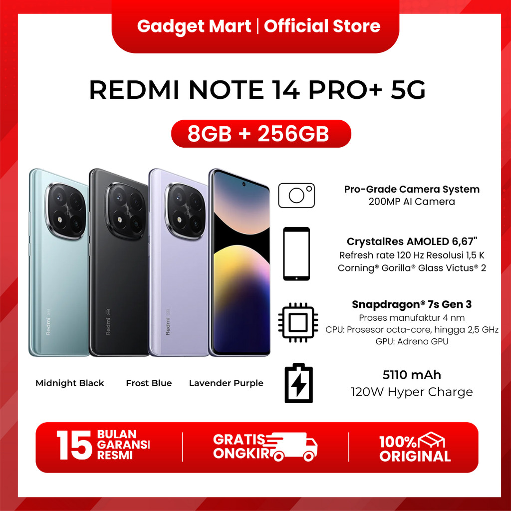 XIAOMI Redmi Note 14 Pro+ 5G 8/256GB - Garansi Resmi