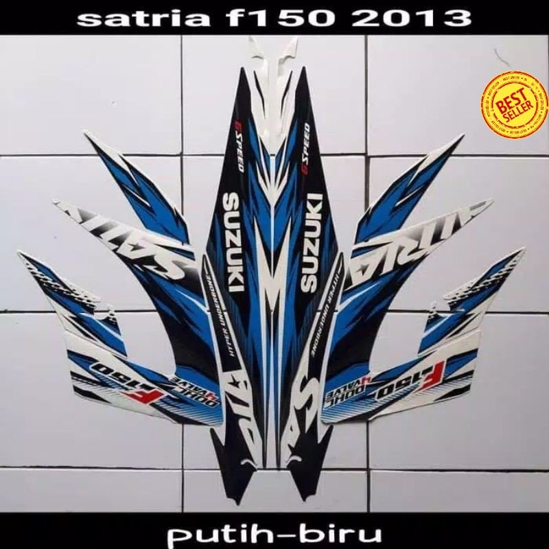 Striping sticker lis body suzuki satria f fu facelift 150 2013 putih abu biru bodi motor standar ber