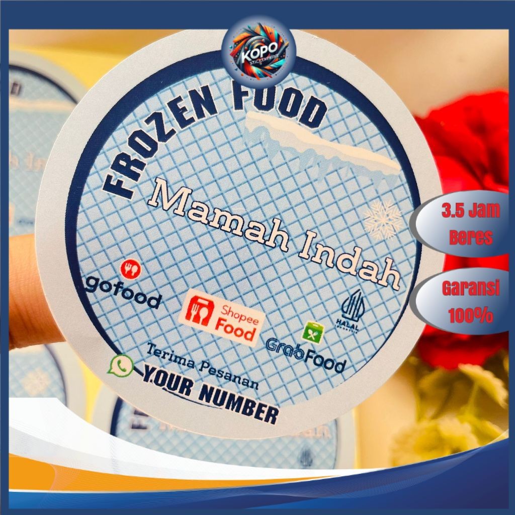 

KOPO 5-8 Sticker Label Makanan Beku Free Desain Produk Frozen Food Bulat Chromo Custom Murah