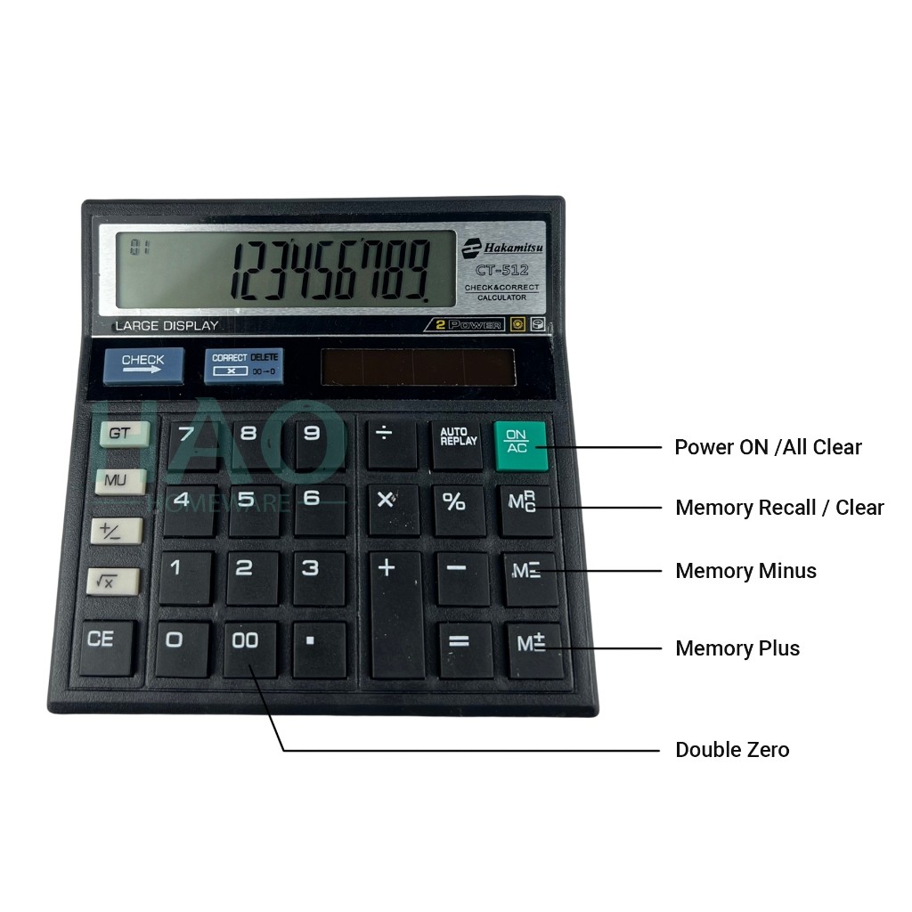 

Hakamitsu Kalkulator CT-512 12 Digit / Calculator Check & Correct Dual 2 Power