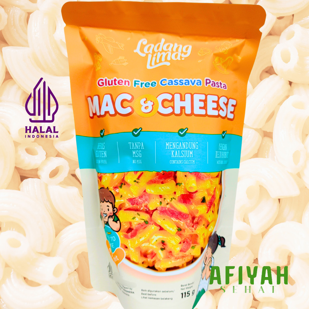 

LADANG LIMA Pasta Mac n Cheese Gluten Free Cassava Makaroni Keju Tanpa Pengawet & MSG 115 gr