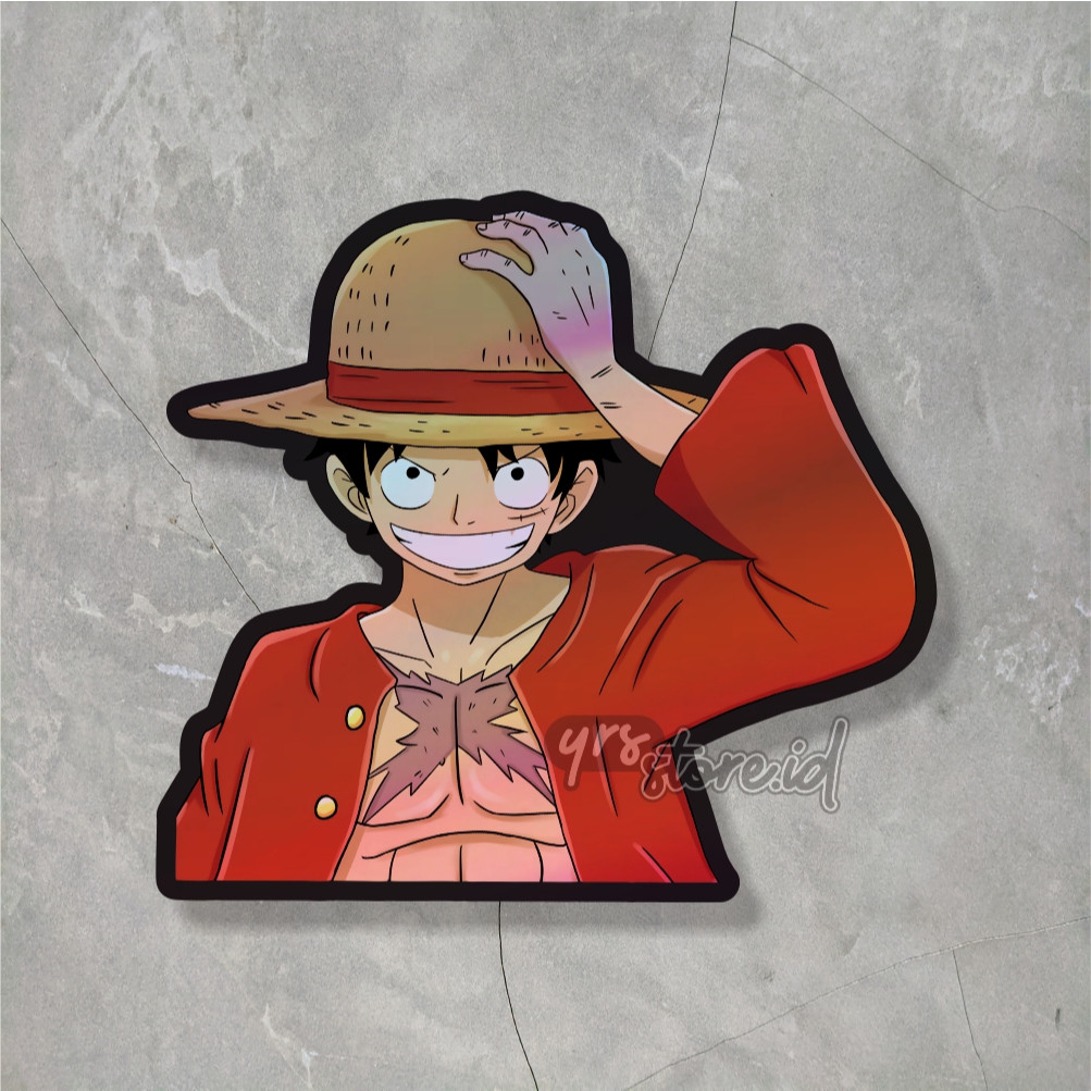 

Sticker Anime One Piece Hologram Monkey D Luffy Ukuran +- 7 x 6,4 cm sticker Waterproof case hp
