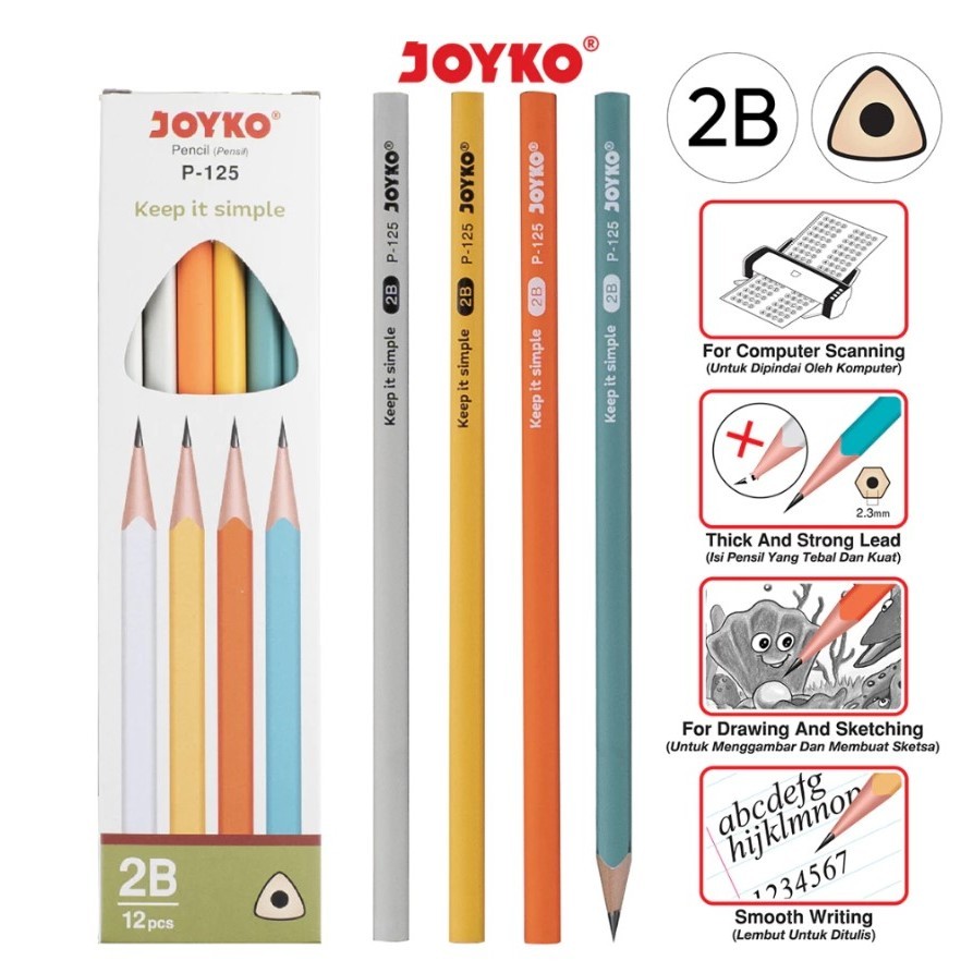 

[1 Pack isi12 Pensil] Pensil PASTEL 2B JOYKO P-125